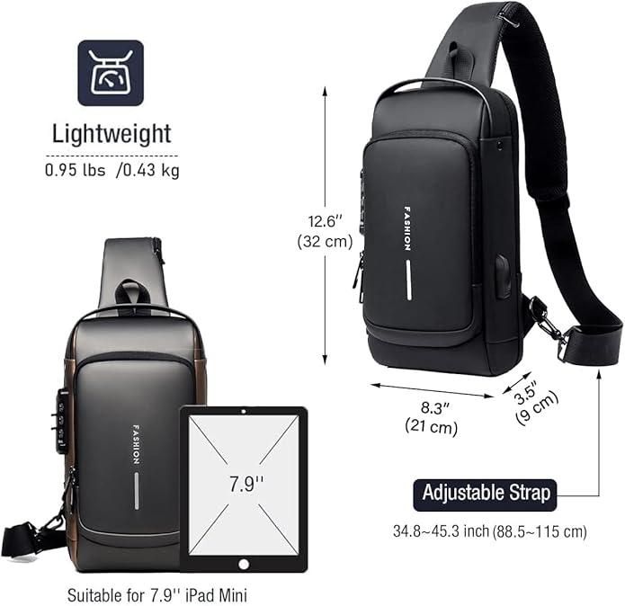 Lightweight Anti-Theft Sling Backpack with USB Charging Port