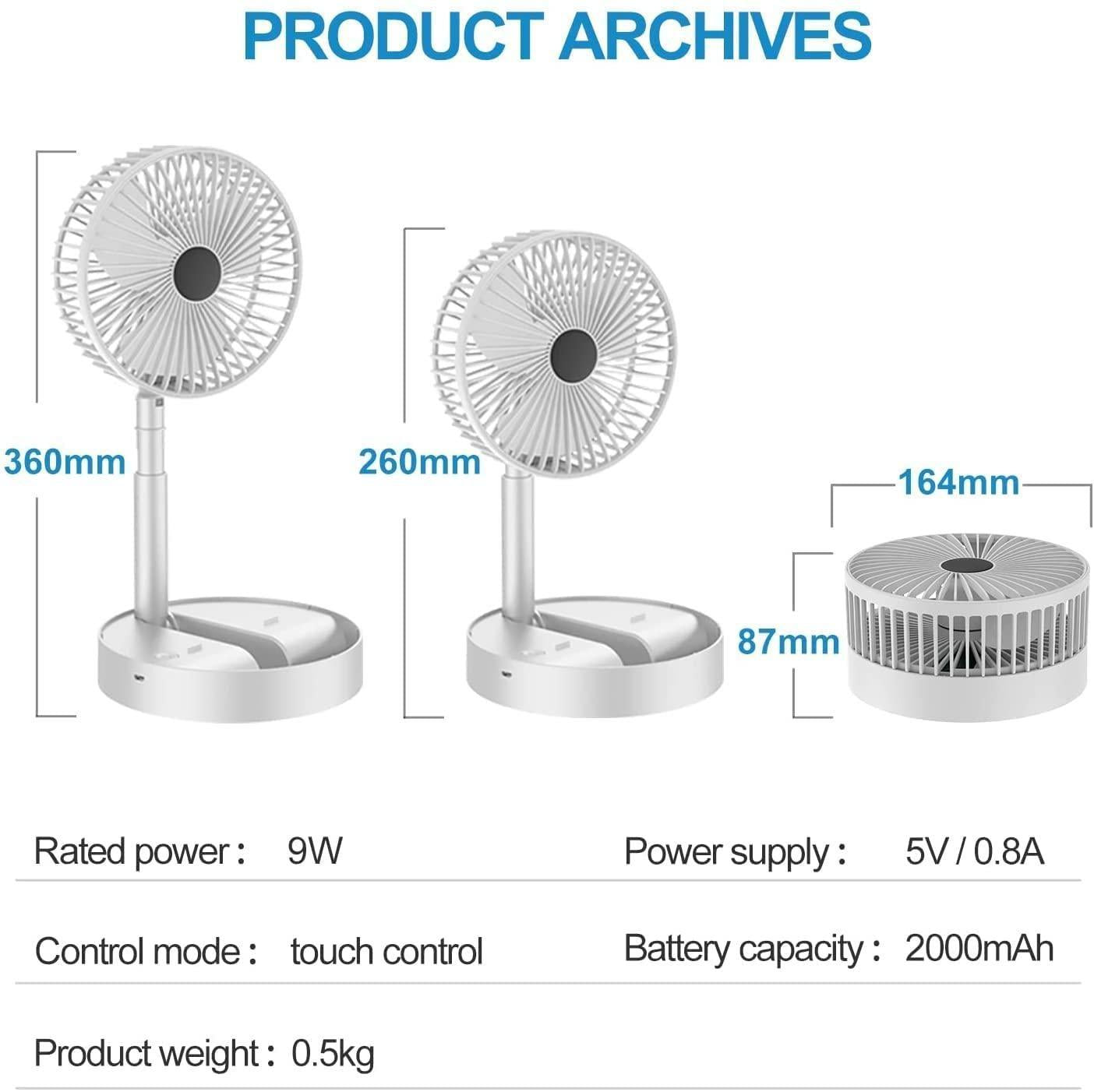 Portable Folding Table Fan – Rechargeable, Adjustable, and Quiet Cooling Fan for Home & Office
