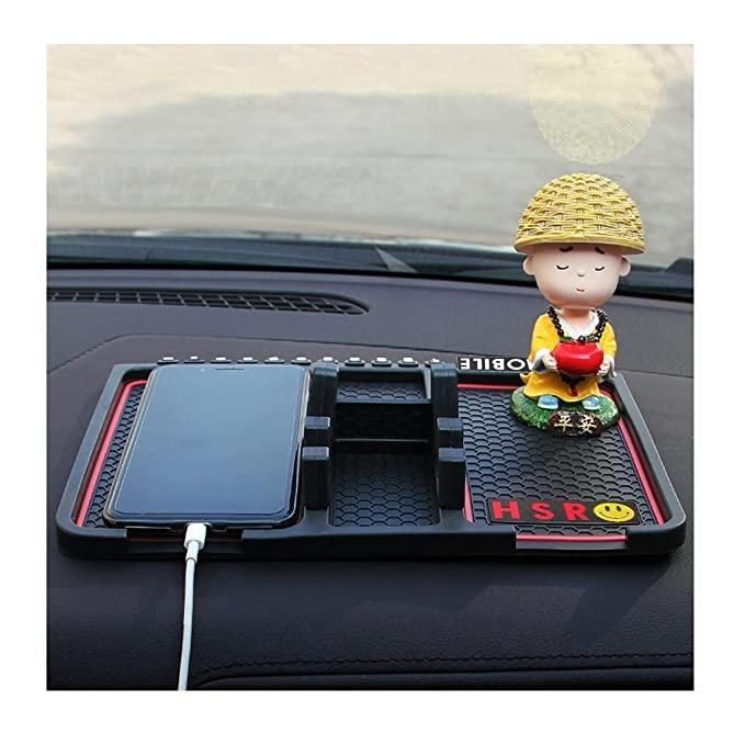 Anti-Slip Car Dashboard Mat with Phone Holder and Parking Number Plate