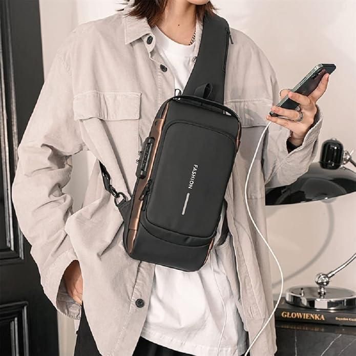 Lightweight Anti-Theft Sling Backpack with USB Charging Port