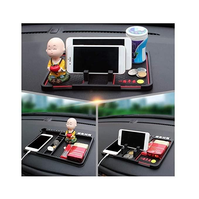 Anti-Slip Car Dashboard Mat with Phone Holder and Parking Number Plate