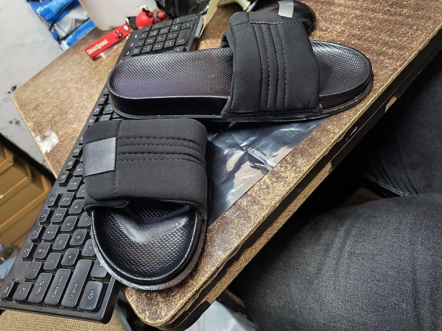Men’s Comfortable Black Slide Sandals – Anti-Slip Casual Slippers