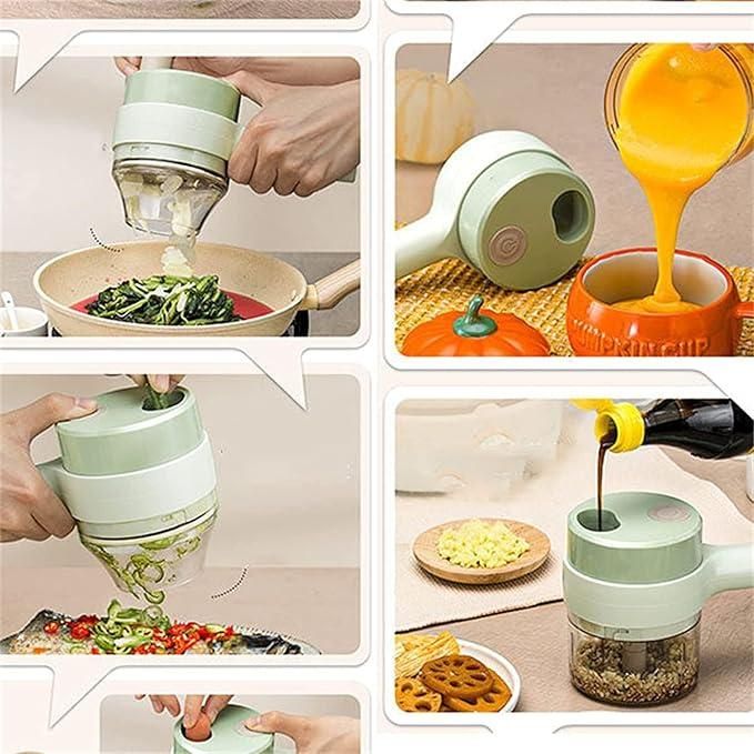 Portable 4-in-1 Handheld Electric Food Processor & Vegetable Chopper Set