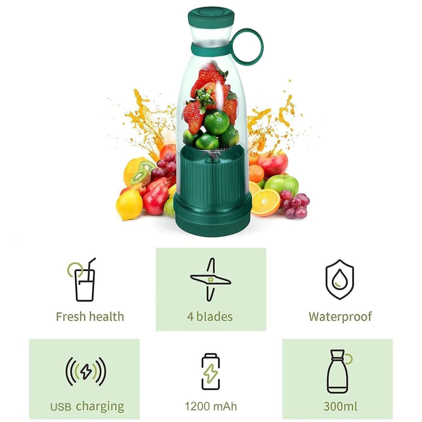 Portable USB Rechargeable Blender Bottle - Fresh Juice Smoothie Maker