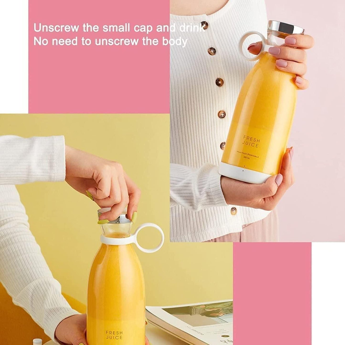 Portable USB Rechargeable Blender Bottle - Fresh Juice Smoothie Maker