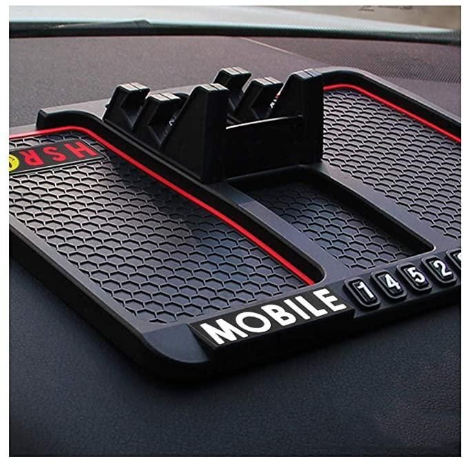 Anti-Slip Car Dashboard Mat with Phone Holder and Parking Number Plate