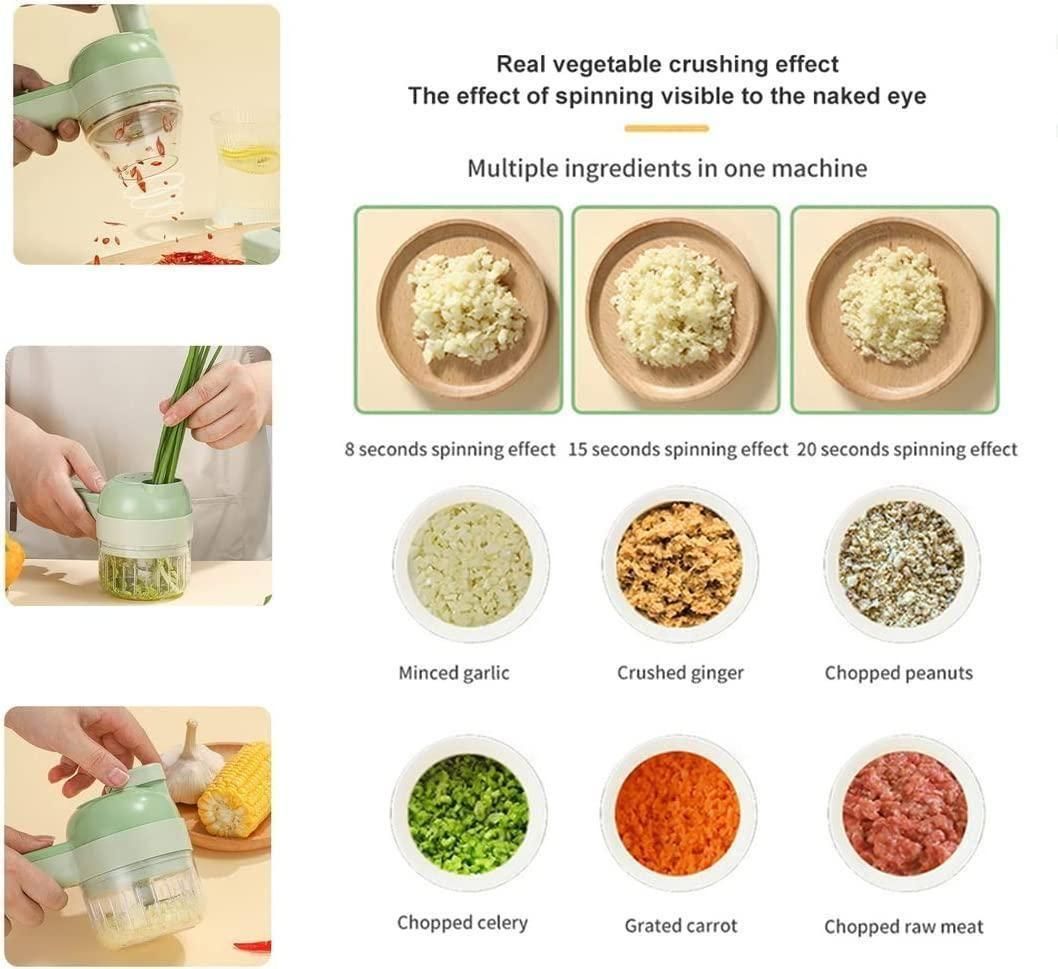 Portable 4-in-1 Handheld Electric Food Processor & Vegetable Chopper Set