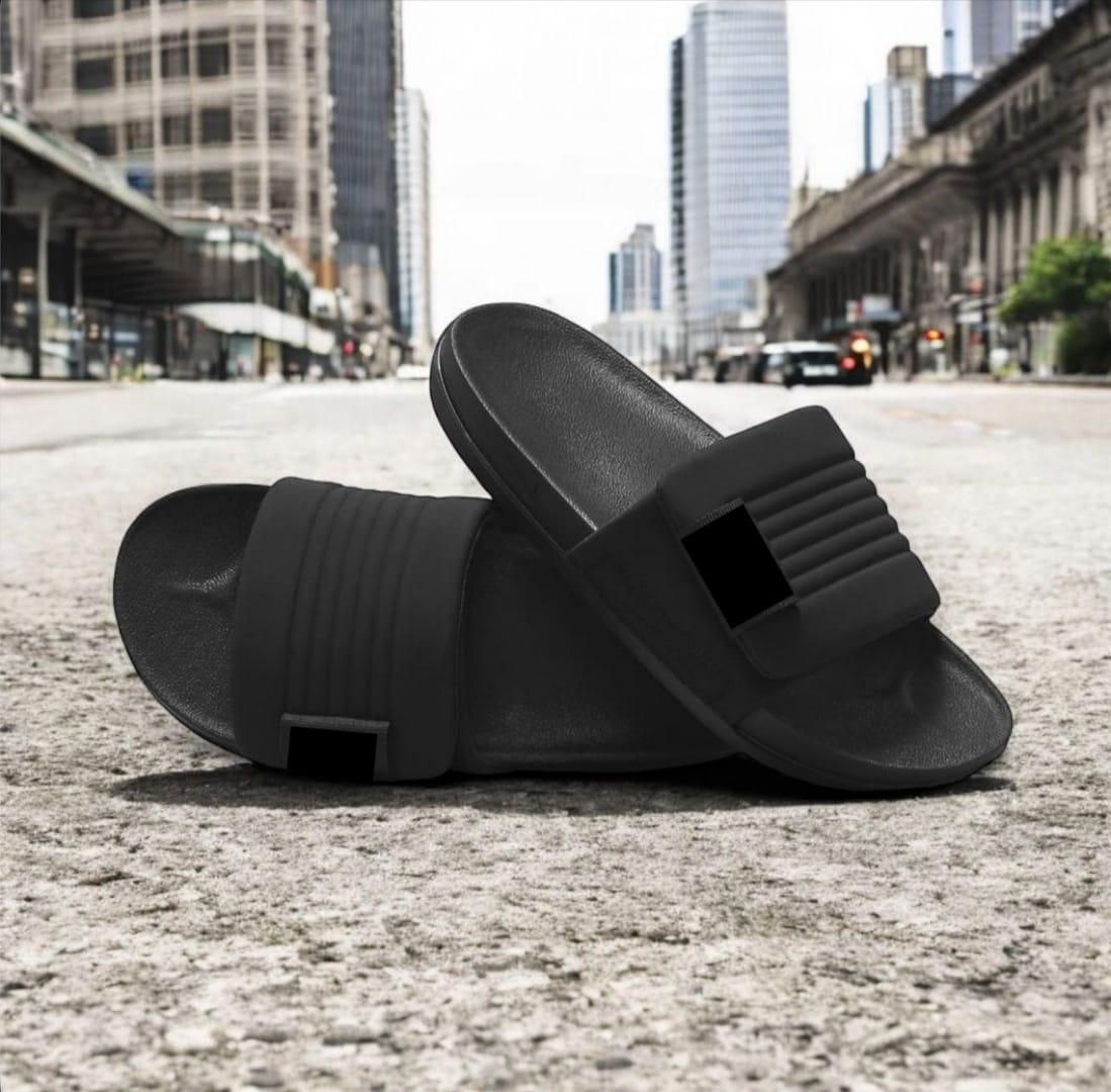 Men’s Comfortable Black Slide Sandals – Anti-Slip Casual Slippers