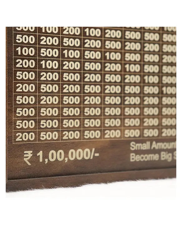 Wooden Fund Tracker Savings Box - Millionaire Challenge Game - Piggy bank