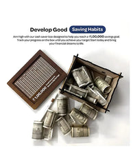 Wooden Money Piggy Bank, Money Box, Coin Box with Carved Design for Kids Children, Savings Challenge Box, Cashbox, Cash Vault Wooden Savings Box, Wooden Coin Box For Kids Wooden Money Bank Kids Toys