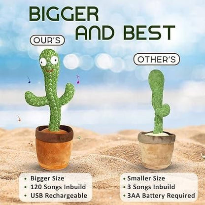 USB Rechargeable Dancing Cactus Toy – Singing & Talking Plush for Kids