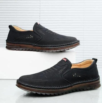 Men’s Casual Black Slip-On Loafers – Comfortable Leatherette Driving Shoes