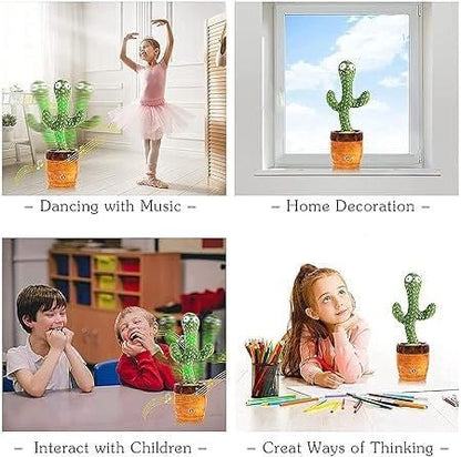 USB Rechargeable Dancing Cactus Toy – Singing & Talking Plush for Kids