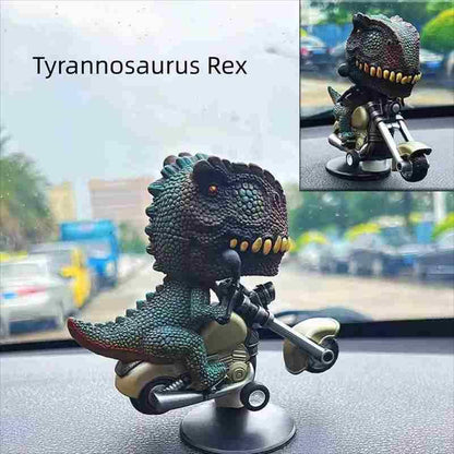 360-degree Tyrannosaurus Rex on Motorcycle Dashboard Ornament