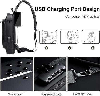 Lightweight Anti-Theft Sling Backpack with USB Charging Port