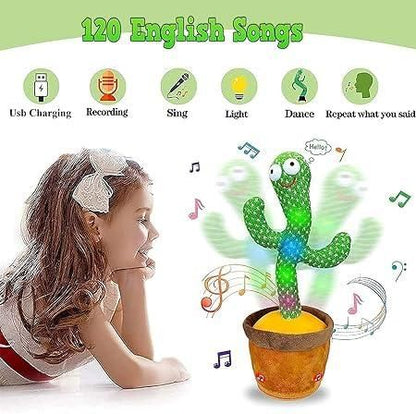 USB Rechargeable Dancing Cactus Toy – Singing & Talking Plush for Kids