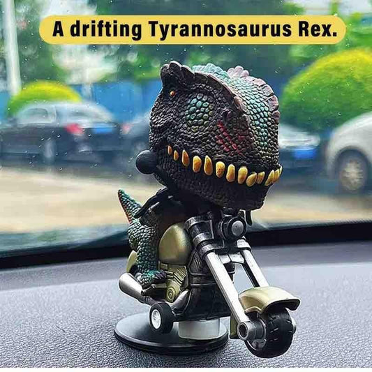 360-degree Tyrannosaurus Rex on Motorcycle Dashboard Ornament