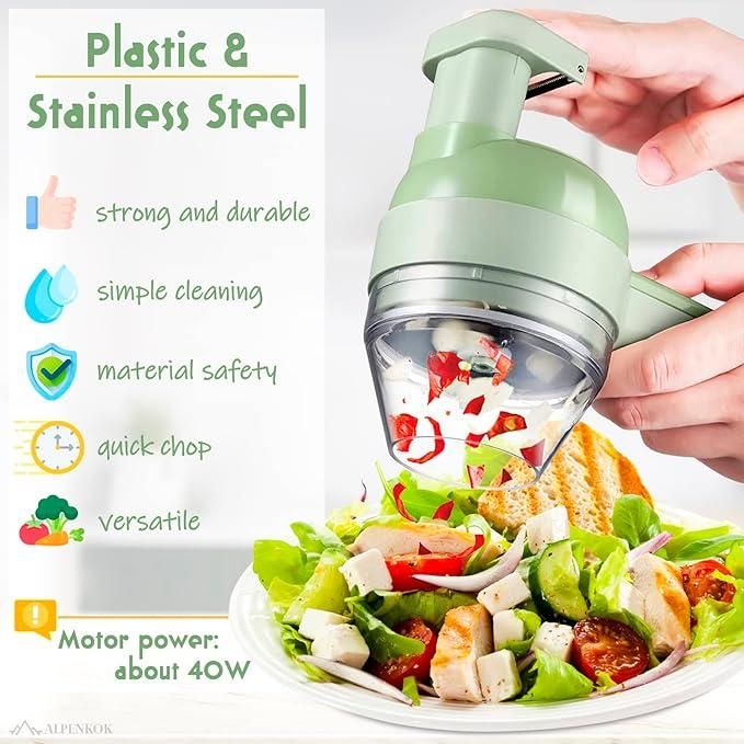 Portable 4-in-1 Handheld Electric Food Processor & Vegetable Chopper Set