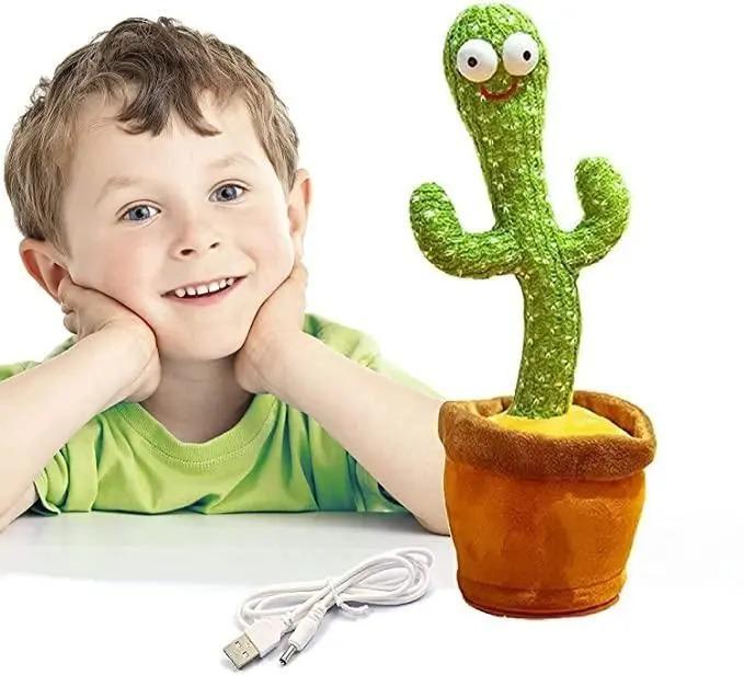 USB Rechargeable Dancing Cactus Toy – Singing & Talking Plush for Kids