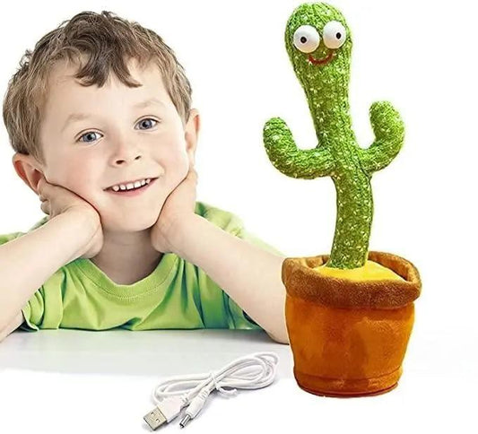 USB Rechargeable Dancing Cactus Toy – Singing & Talking Plush for Kids