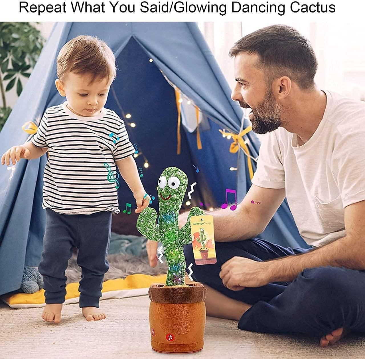 USB Rechargeable Dancing Cactus Toy – Singing & Talking Plush for Kids