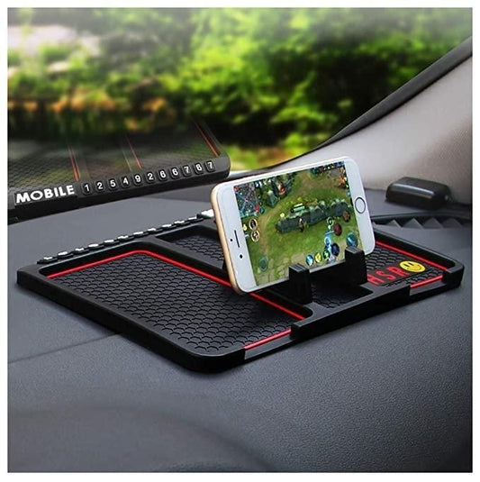 Anti-Slip Car Dashboard Mat with Phone Holder and Parking Number Plate
