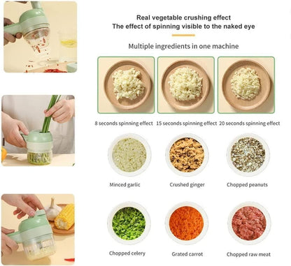 Portable 4-in-1 Handheld Electric Food Processor & Vegetable Chopper Set
