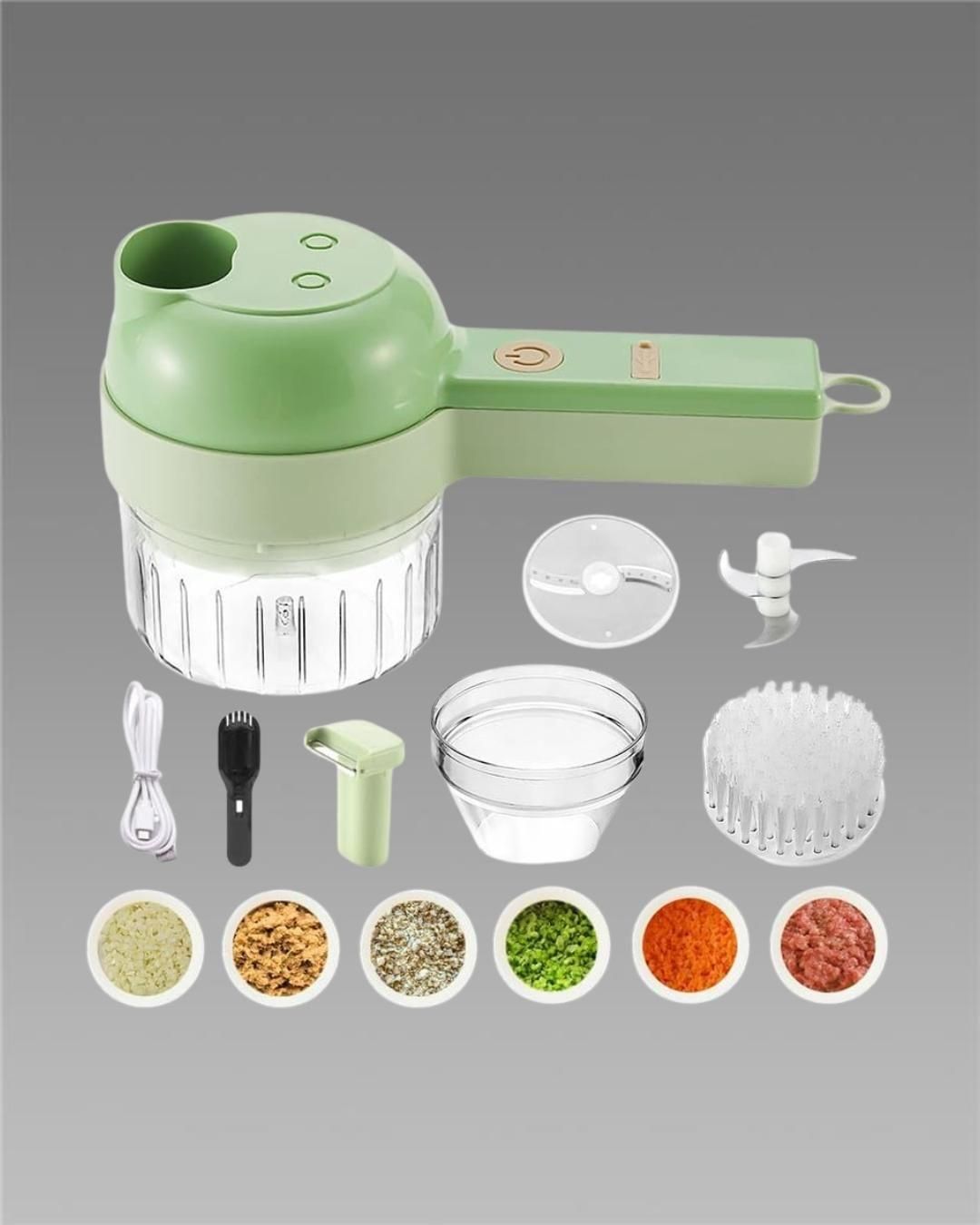 Portable 4-in-1 Handheld Electric Food Processor & Vegetable Chopper Set