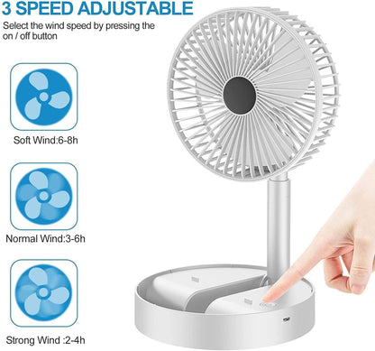 Portable Folding Table Fan – Rechargeable, Adjustable, and Quiet Cooling Fan for Home & Office