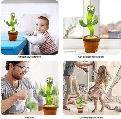 USB Rechargeable Dancing Cactus Toy – Singing & Talking Plush for Kids